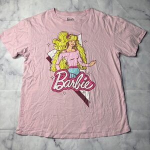 Barbie Pink Graphic Tee Shirt Womens Size Small Oversized P120